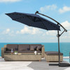 10 ft 360° Rotation Solar Powered LED Patio Offset Umbrella without Weight Base-Navy