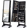 Jewelry Cabinet Stand Mirror Armoire with Large Storage Box-Black
