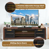 TV Stand Entertainment Center for TV's up to 65 Inch with Cable Management and Adjustable Shelf-Brown