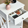 2pcs Bedroom Side End Nightstand with Drawer-White