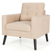 Modern Tufted Accent Chair with Rubber Wood Legs-Beige