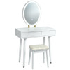 Touch Screen Vanity Makeup Table Stool Set -White