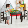 5-in-1 Kids Activity Table and 2 Chairs Set with Storage Building Block Table-Coffee