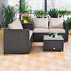 4 Pcs Rattan Patio Furniture Set with Cushions