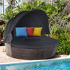 Outdoor Rattan Daybed with Retractable Canopy