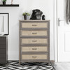 Dresser Rustic Storage Freestanding Wooden Cabinet with 5 Rattan Drawers-Oak