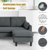 Convertible 4-Seat L-Shaped Sectional Sofa Couch with Storage Ottoman-Gray