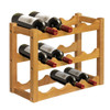 3-Tier Bar Kitchen 12-Bottle Wine Display Holder with Wooden Tabletop