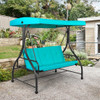 3 Seats Converting Outdoor Swing Canopy Hammock with Adjustable Tilt Canopy-Turquoise