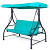 3 Seats Converting Outdoor Swing Canopy Hammock with Adjustable Tilt Canopy-Turquoise