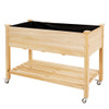 Wood Elevated Planter Bed with Lockable Wheels Shelf and Liner
