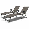 2 Pieces Patio Furniture Adjustable Pool Chaise Lounge Chair Outdoor Recliner