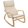 Modern Bentwood Rocking Chair Fabric Upholstered Relax Rocker Lounge Chair-Beige