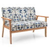 Modern Fabric Loveseat Sofa Couch Upholstered 2-Seat Armchair-Dark Blue