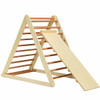 Foldable Wooden Climbing Triangle Indoor with Ladder for Toddler Baby-Natural