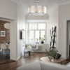 6-Light Semi Flush Mount Ceiling Light Pendant Lamp with Fabric Drum-shaped Shade