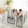 14-Panel Baby Playpen Kids Activity Center Foldable Play Yard with Lock Door-Beige