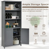 Bookcase Shelving Storage Wooden Cabinet Unit Standing Display Bookcase with Doors-Gray
