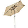 9 Feet Solar LED Lighted Patio Market Umbrella Tilt Adjustment Crank Lift-Beige