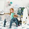 2 in 1 Kids Easel Desk Chair Set Book Rack Adjustable Art Painting Board-Blue