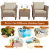 3 Pcs Outdoor Patio Rattan Furniture Set Wooden Table Top Cushioned Sofa
