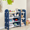 Kids Toy Storage Organizer with Bins and Multi-Layer Shelf for Bedroom Playroom -Blue