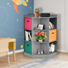 3-Tier Kids Storage Shelf Corner Cabinet with 3 Baskets-Gray