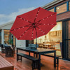 10' Solar LED Lighted Patio Market Umbrella Shade Tilt Adjustment Crank-Dark Red