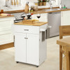 Utility Rolling Storage Cabinet Kitchen Island Cart with Spice Rack-White