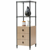 Freestanding Steel Frame Storage Tower with 3 Drawers Shelf