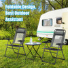 4 Pieces Patio Garden Adjustable Reclining Folding Chairs with Headrest-Gray
