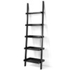 5-Tier Wall-leaning Ladder Shelf  Display Rack for Plants and Books-Black