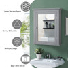 Bathroom Mirror Cabinet Wall Mounted Adjustable Shelf Medicine Storage-Gray