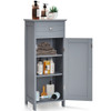 Wooden Storage Free-Standing Floor Cabinet with Drawer and Shelf-Gray