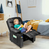 PU Leather Kids Recliner Chair with Cup Holders and Side Pockets-Black