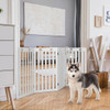 36 Inch Folding Wooden Freestanding Pet Gate  with 360° Hinge-White