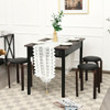 Set of 4 Bentwood Round Stool Stackable Dining Chair with Padded Seat  -Black