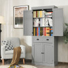 Cupboard Freestanding Kitchen Cabinet w/ Adjustable Shelves-Gray