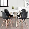 4 Pieces Modern Plastic Hollow Chair Set with Wood Leg-Black