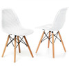 2 Pcs Modern Plastic Hollow Chair Set with Wood Leg-White