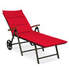 Outdoor Chaise Lounge Chair Rattan Lounger Recliner Chair-Red