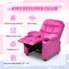 Adjustable Lounge Chair with Footrest and Side Pockets for Children-Pink