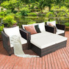 5 Pieces Patio Cushioned Rattan Furniture Set-White