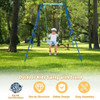 Outdoor Kids Swing Set with Heavy Duty Metal A-Frame and Ground Stakes-Blue