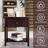 Nightstand with Drawer and Storage Shelf for Bedroom Living Room-Espresso