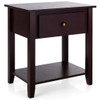 Nightstand with Drawer and Storage Shelf for Bedroom Living Room-Espresso