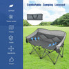 Folding Camping Chair with Bags and Padded Backrest-Gray