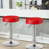 Set of 2 Adjustable Swivel Round Bar Stool  Pub Chair-Red