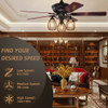 52" Electric Ceiling Fan with 5 Blades and 3 Lights for Living Room and Bedroom