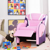 Kids Leather Recliner Chair with Side Pockets-Pink